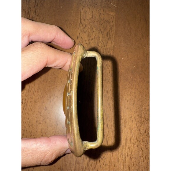 Rich Vintage Character Brass Belt Buckle Artisan Made Brutalist Mid Century - Picture 8 of 8